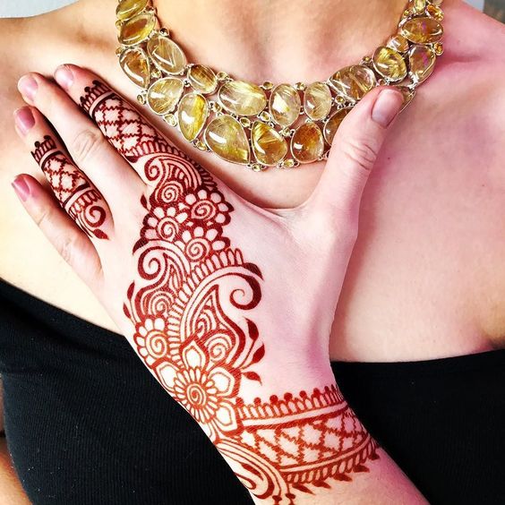 Red Henna On Hands