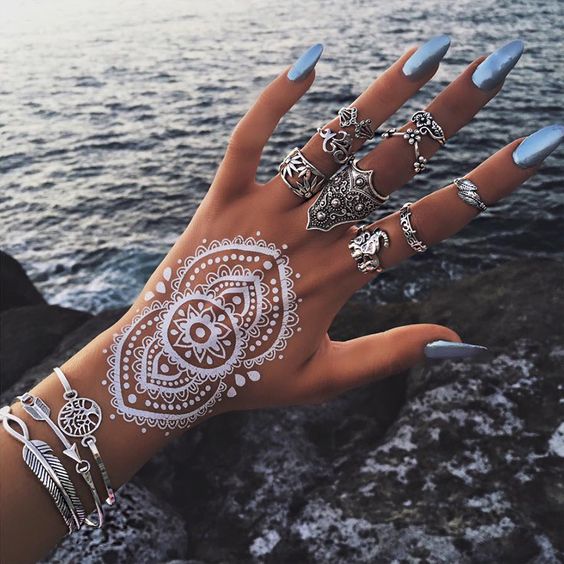 White Henna On Hands